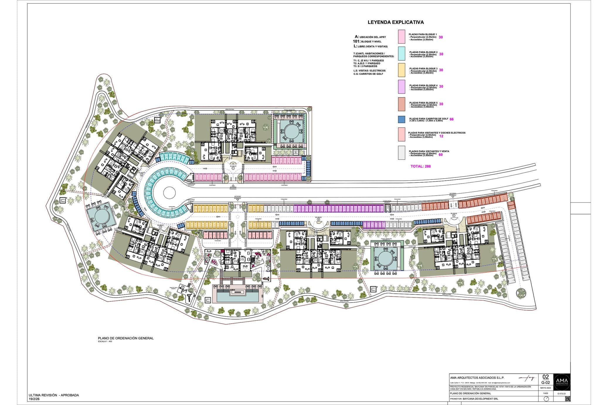 Baycana development master site plan showing the residential blocks within Cana Bay.